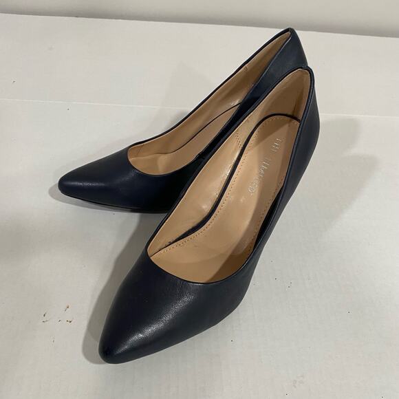 THE LIMITED Navy Blue Pointed Toe Heels SIZE 9.5 M Career Leather Pumps - Picture 10 of 10